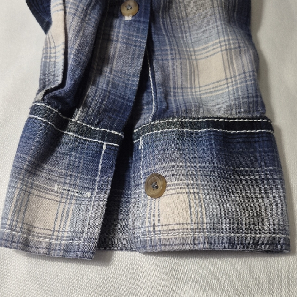 American Rag Men's XXL Long Sleeve Button Down Plaid Shirt - Blue and White - Picture 9 of 15